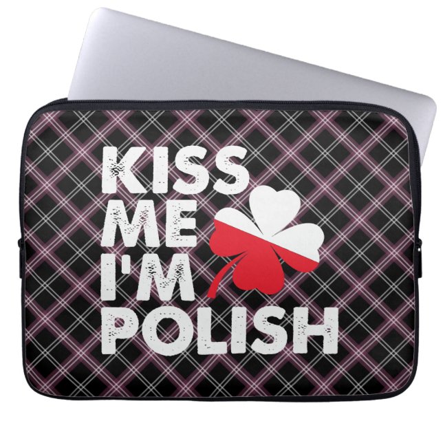 Kiss me Jag är polsk Funny St patricks day Polen Laptop Fodral (Framsidan)