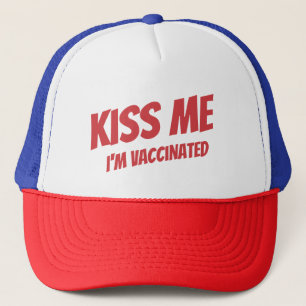 Kiss Me jag är vaccinerad Modern Cute Funny Quote Keps