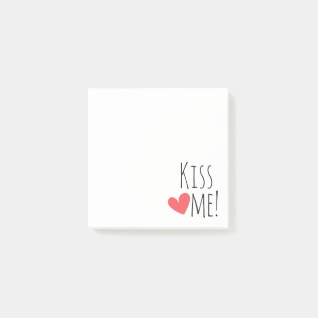 Kiss Me Kärlek Quote Red Heart Bröllop Möhippa Post-it Block (Framsida)