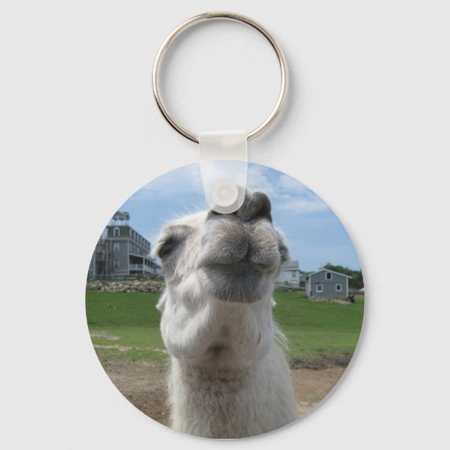 Kiss Me Llama Close-up Nyckelring (Framsida)