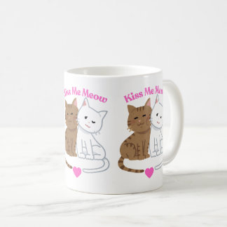 Kiss me Meow- Cute Cat Couple Design Kaffemugg
