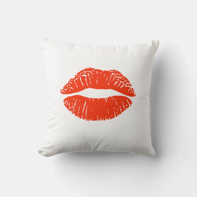Kiss Me Red Lipstick Skriv ut Pillow Anpassa det! Kudde (Framsida)
