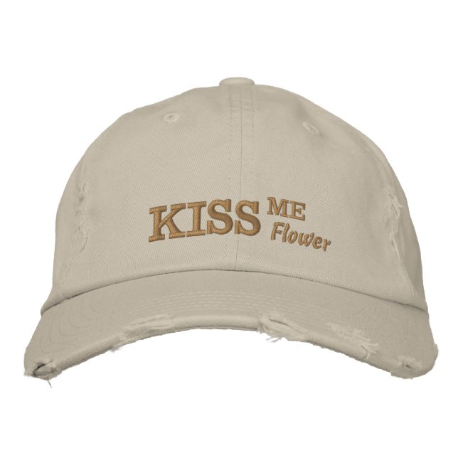 KISS ME retro Hat, fashion / Fun Party trucker cap Broderad Keps (Framsida)
