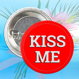 KISS ME-roligt-knapp / Retro Party - röd Knapp