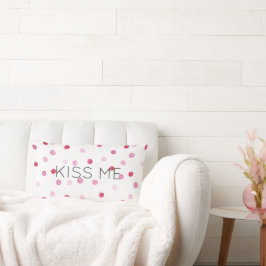 KISS ME Rosa Watercolor Dots Sweet Valentine Rolig Lumbarkudde
