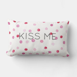 KISS ME Rosa Watercolor Dots Sweet Valentine Rolig Lumbarkudde
