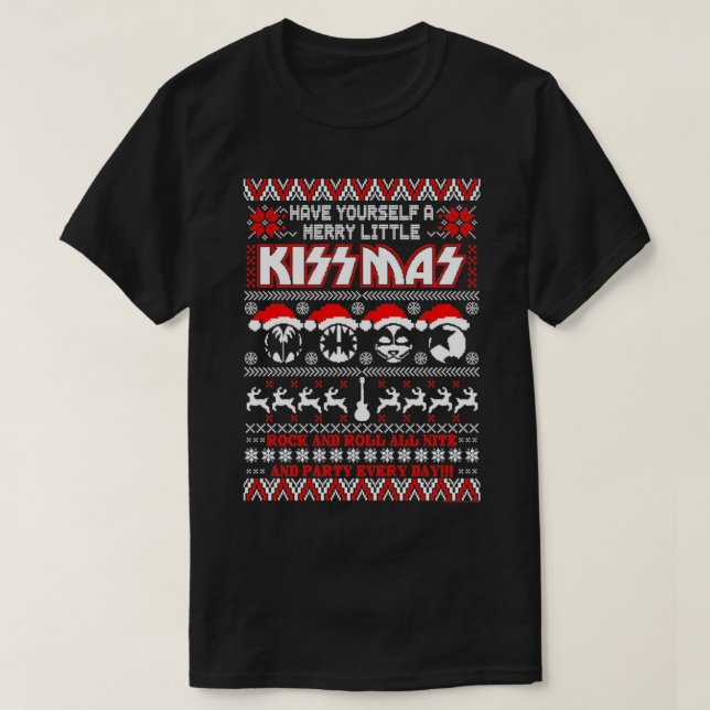 KISS Merry Little KISSmas  T Shirt (Design framsida)