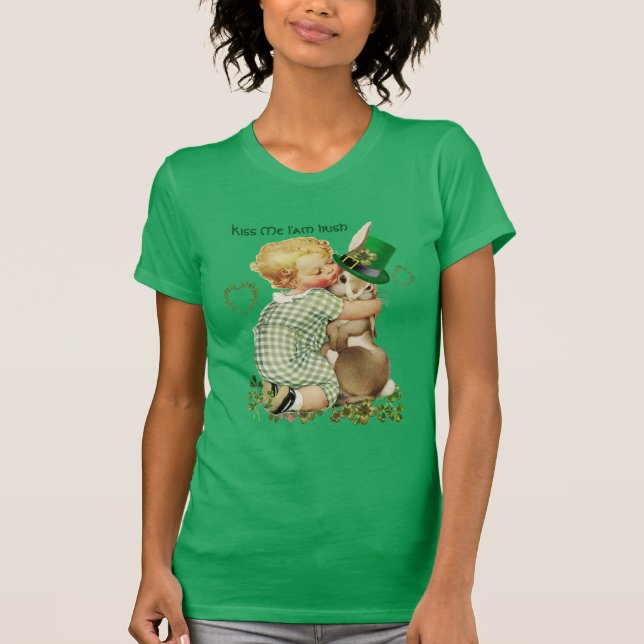 KISS MIG JAG ÄR IRISH/BABY, KANBBIT MED LEPRECHAUN T SHIRT (Framsida)