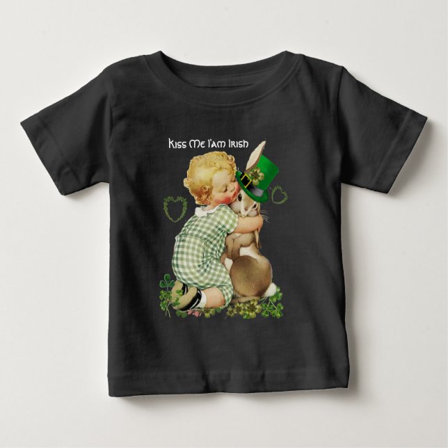 KISS MIG JAG ÄR IRISH/BABY, KANBBIT MED LEPRECHAUN T-SHIRT (Framsida)