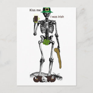 KISS MIG JAG VAR IRISH SKELETON-SKRIVNING VYKORT