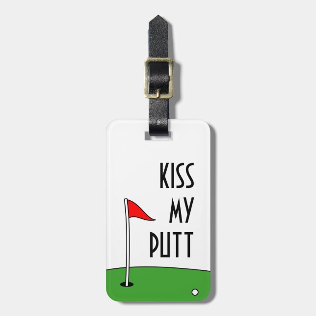 Kiss min lustiga golfbagagetong för golfer bagagebricka (Vertikal Framsida)