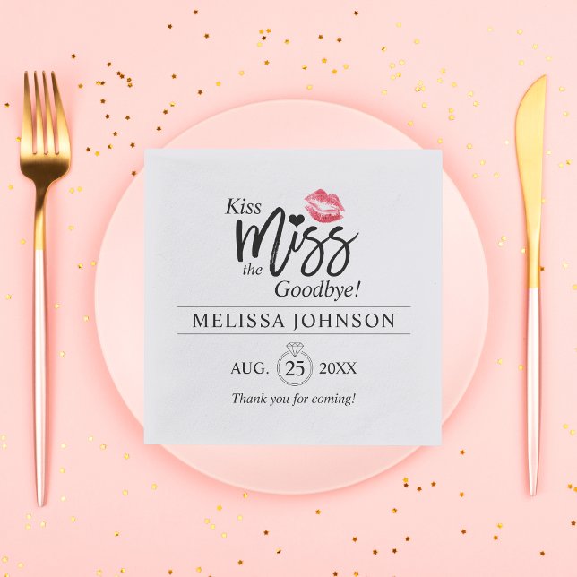 Kiss Miss AdjAdjAdjö Ring Möhippa Bachelorette Pappersservett (Skapare uppladdad)