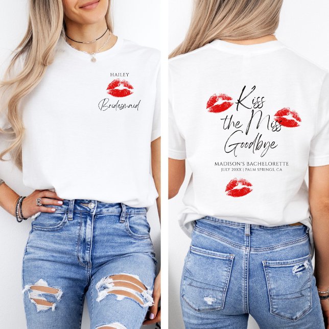 Kiss Miss AdjAdjö Bridesmaid Personalizable T Shirt (Skapare uppladdad)