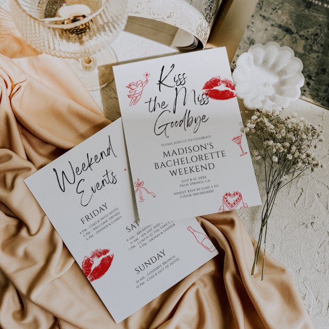 Kiss Miss AdjAdjungBachelorette Inbjudningar (Skapare uppladdad)