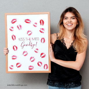 Kiss miss Adjö Bachelorette Game Keepsaké Poster