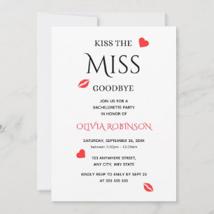 Kiss Miss Adjö Bachelorette Party Inbjudningar