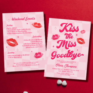 Kiss Miss Adjö Bachelorette Party Inbjudningar