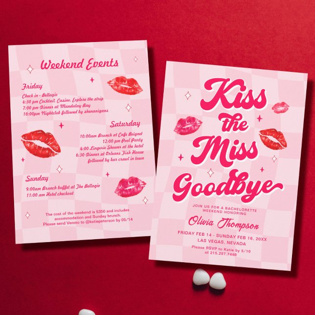 Kiss Miss Adjö Bachelorette Party Inbjudningar (Skapare uppladdad)