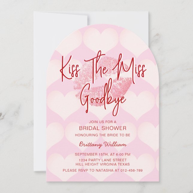 Kiss Miss Valentines Inbjudningskort för möhippan (Framsida)