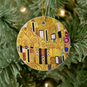 Kiss Mönster av Gustav Klimt, Art nouveau Julgransprydnad Keramik