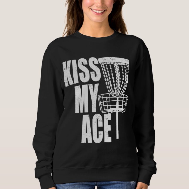 Kiss My Ace Disk Golf Basket Fars dag Gift T Shirt (Framsida)