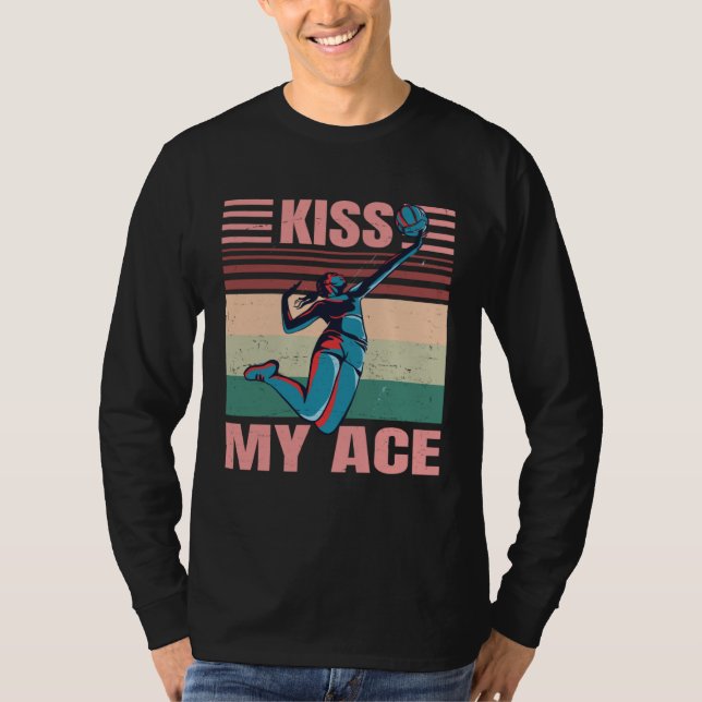 Kiss My Ace  Female Volleyball Player  Retro T Shirt (Framsida)