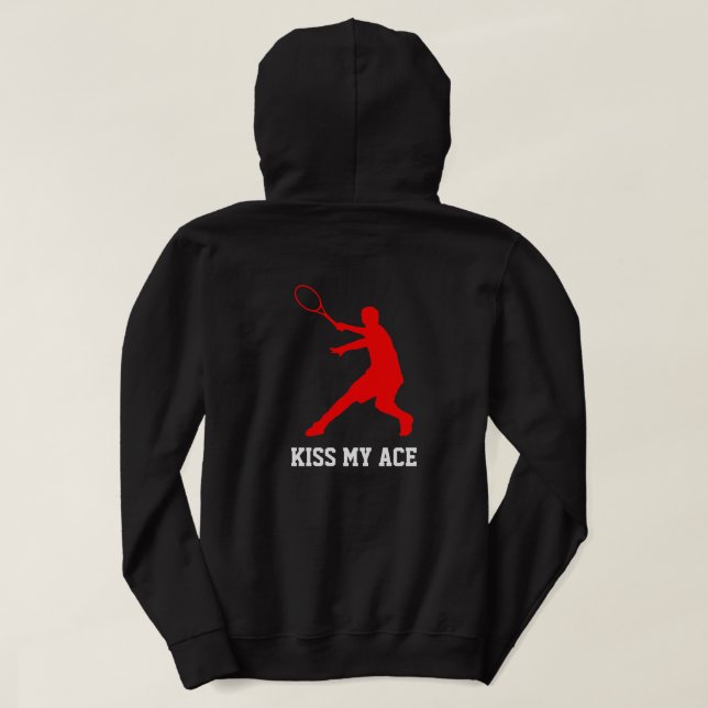 Kiss My Ace Funny tennis hoodie för manar och pojk (Design baksida)