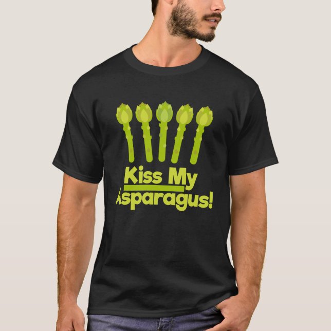 Kiss My Asparagus Delicious Asparagus Grönt Vegeta T Shirt (Framsida)
