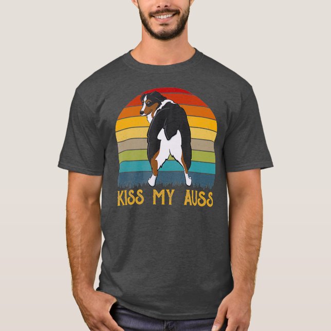 Kiss My Auss Funny Aussie Mamma Aussie Owner Retro T Shirt (Framsida)