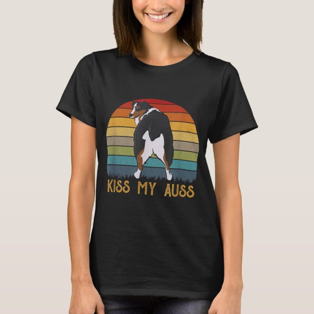 Kiss My Auss Funny Aussie Mamma Aussie Owner S T Shirt (Framsida)