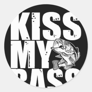 Kiss My Bass Large Mouth Bass Fishing Runt Klistermärke