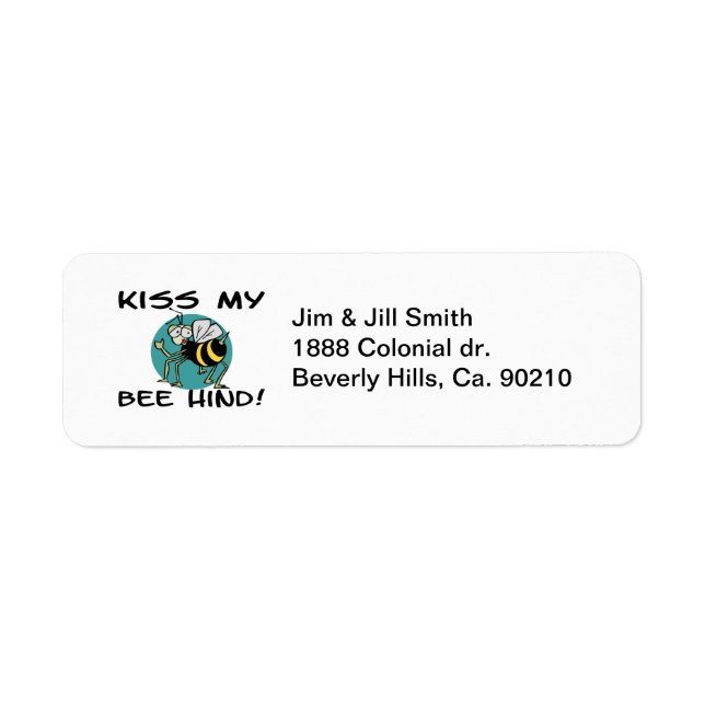 Kiss My Bee Hind Returadress Etikett (Framsidan)