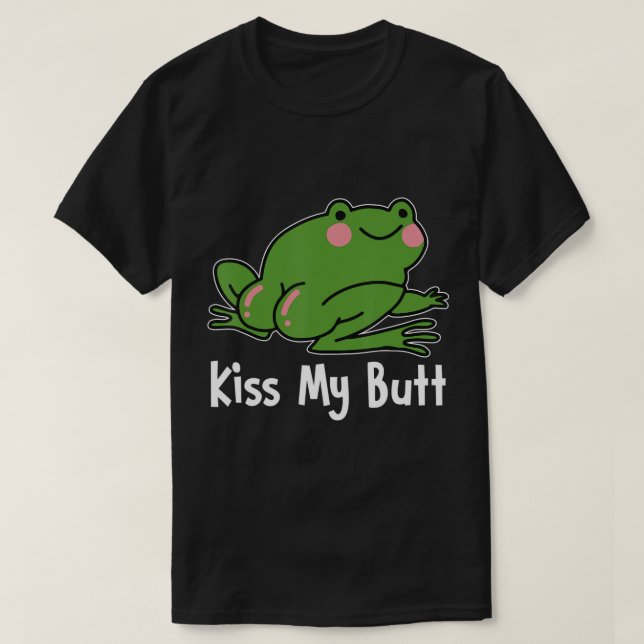 Kiss My Butt-Grönt Frog Hett T-Shirt (Design framsida)