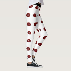 Kiss My Byxor Red Läppar Leggings