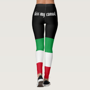 Kiss my cannoli lustisk italiensk flagga leggings