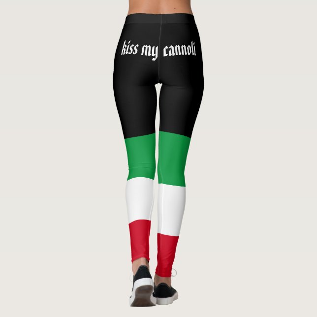 Kiss my cannoli lustisk italiensk flagga leggings (Baksida)