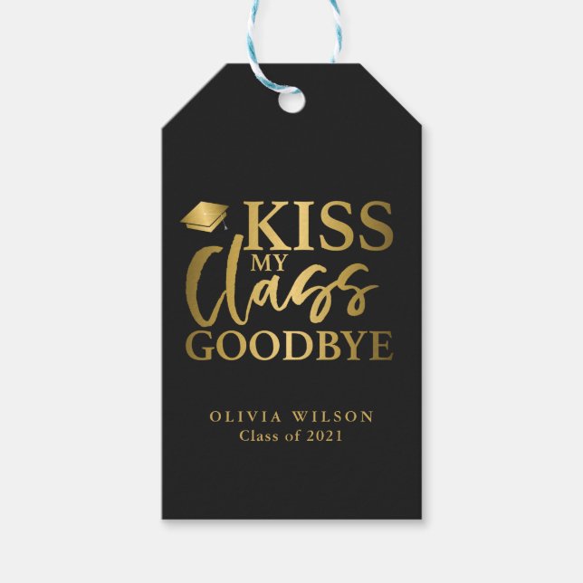 Kiss My Class Adjö Grad Party Favor Presentetikett (Framsidan)