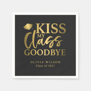 Kiss My Class Adjö Guld Black Pappersservett