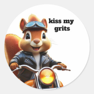 Kiss my grits - motorcykelkille runt klistermärke