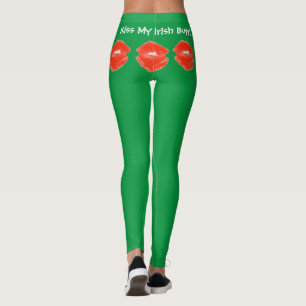 Kiss My Irish Butt Grönt St. Patricks Day Leggings
