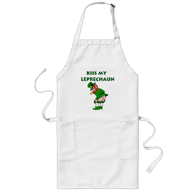 Kiss My Leprechaun Apron Långt Förkläde (Framsidan)