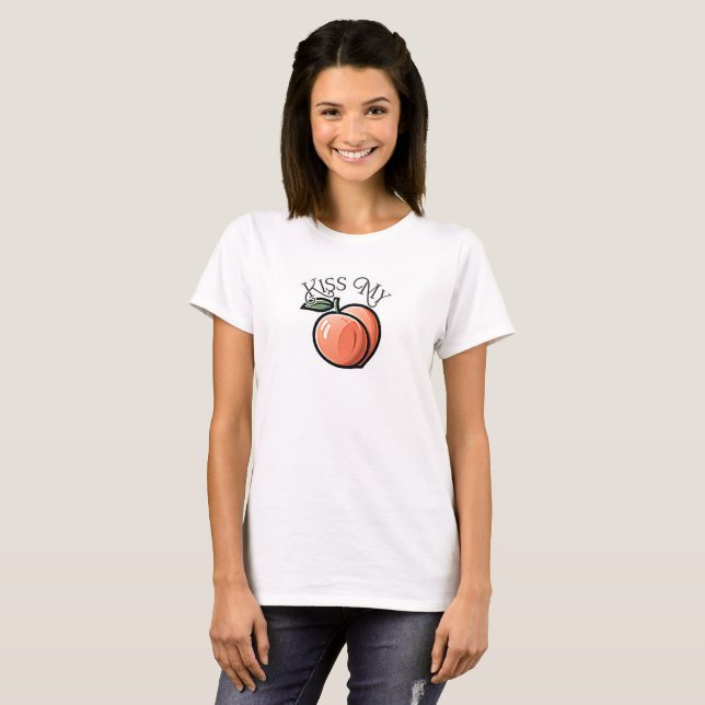 Kiss my Peach Peacher Funny Fruit T Shirt (Hel framsida)