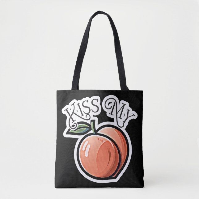 Kiss my Peach Peacher Funny Fruit Tygkasse (Framsida)