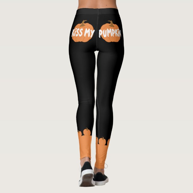 Kiss my pumpkin roligt Halloween Leggings (Baksida)