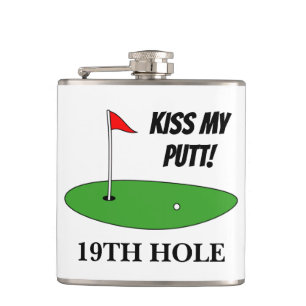 Kiss My Putt 19:e Hål lustiga golfpresentdrycken Fickplunta