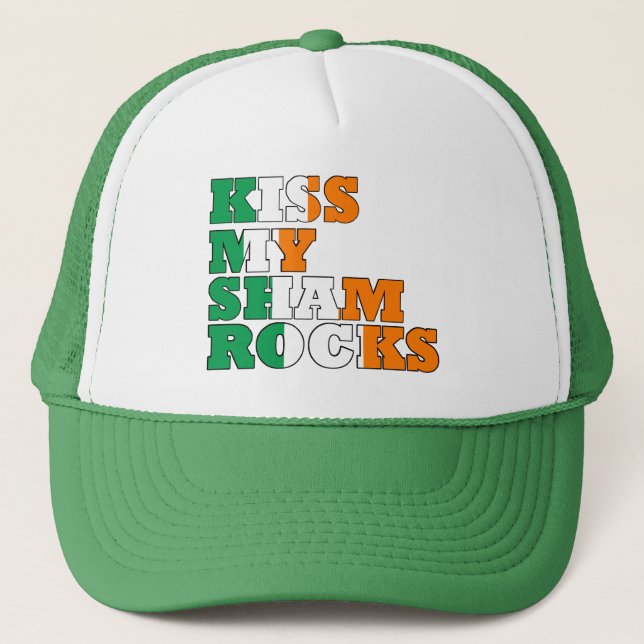 Kiss my shamrocks St Patricks Truckerkeps (Framsida)