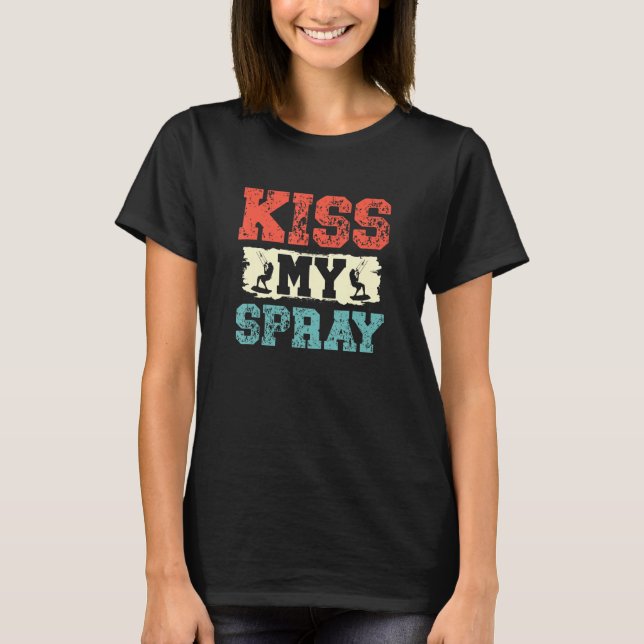 Kiss My Spray Kiteboarding Kitesurfing Kitesurfer T Shirt (Framsida)
