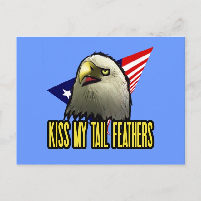 Kiss My Svan Feathers American Eagle Funny Vykort (Framsida)
