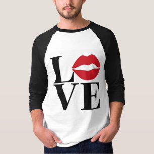 Kiss of Kärlek Red Läppar Edition Manar Modern T-S T Shirt