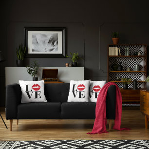 Kiss of Kärlek Red Läppar Edition Modern Dekorativ Kudde